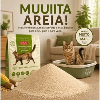 OFERTA Areia Sanitária Higiênica Biodegradável Grãos finos de Milho e Mandioca absorvente para Gatos 100% Natural Kadi