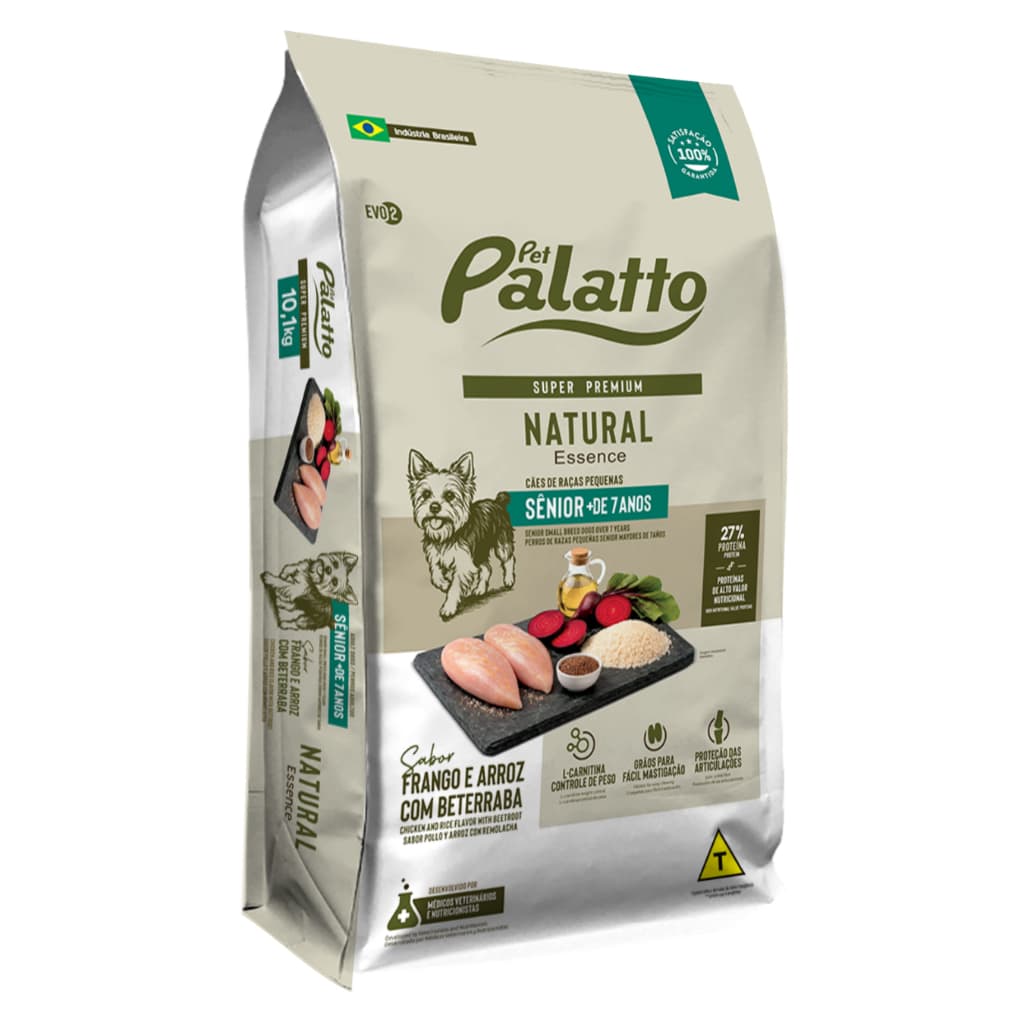 Ração Cães adultos Sênior Pet Palatto Natural Essence 10,1kg super premium + 7 anos