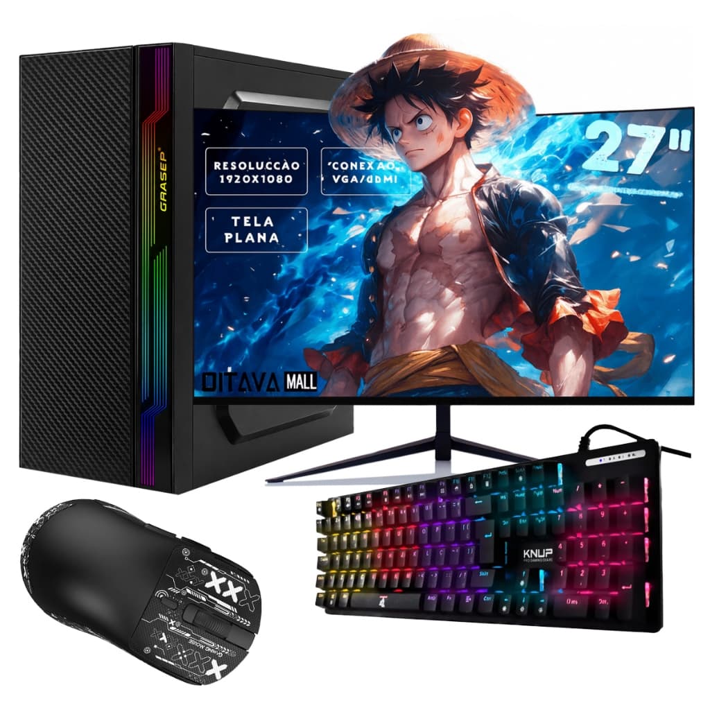 Computador Completo Pc Gamer I5 5300u 8gb Monitor 27 Ssd 256 + Teclado Mêcanico RGB + Mouse Sem Fio