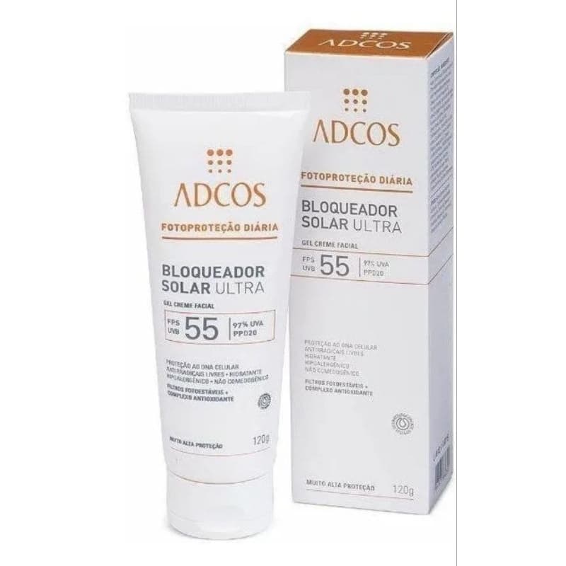 Protetor Solar Facial Adcos Ultra Gel Creme Fps 55 120g Sem Cor