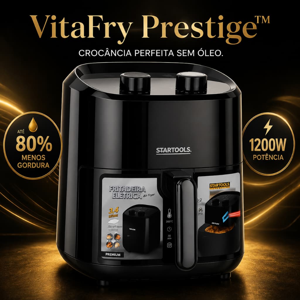 Air Fryer 3,4L 1200W Sem Óleo Fritadeira Elétrica Antiaderente 220V Crocante e Saudável