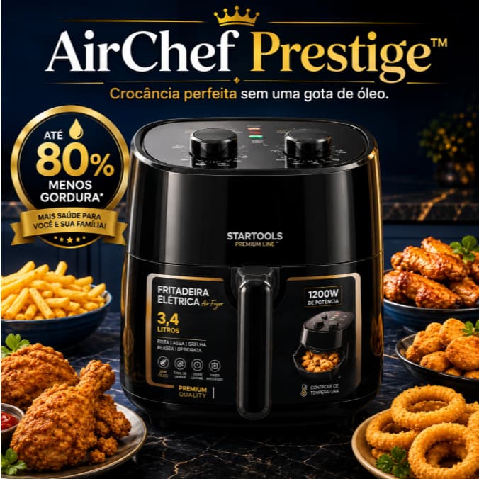 AirChef Prestige™ Air Fryer 3,4L 1200W Sem Óleo Fritadeira Elétrica 220V