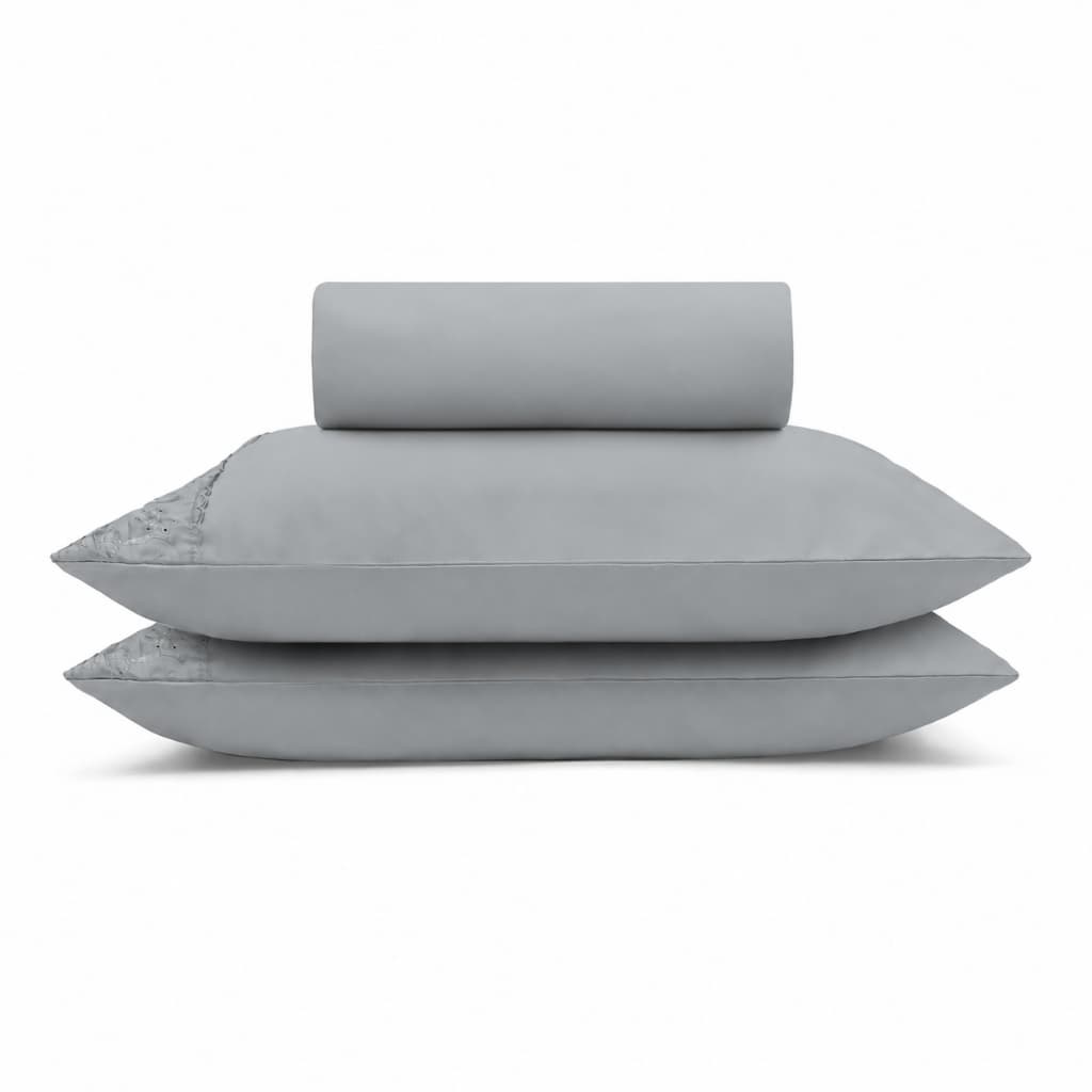 Jogo Lençol Cama Casal Microfibra Sonata Buettner 3 Peças com Renda Alice (Lençol com Elástico e Fronhas com Renda)