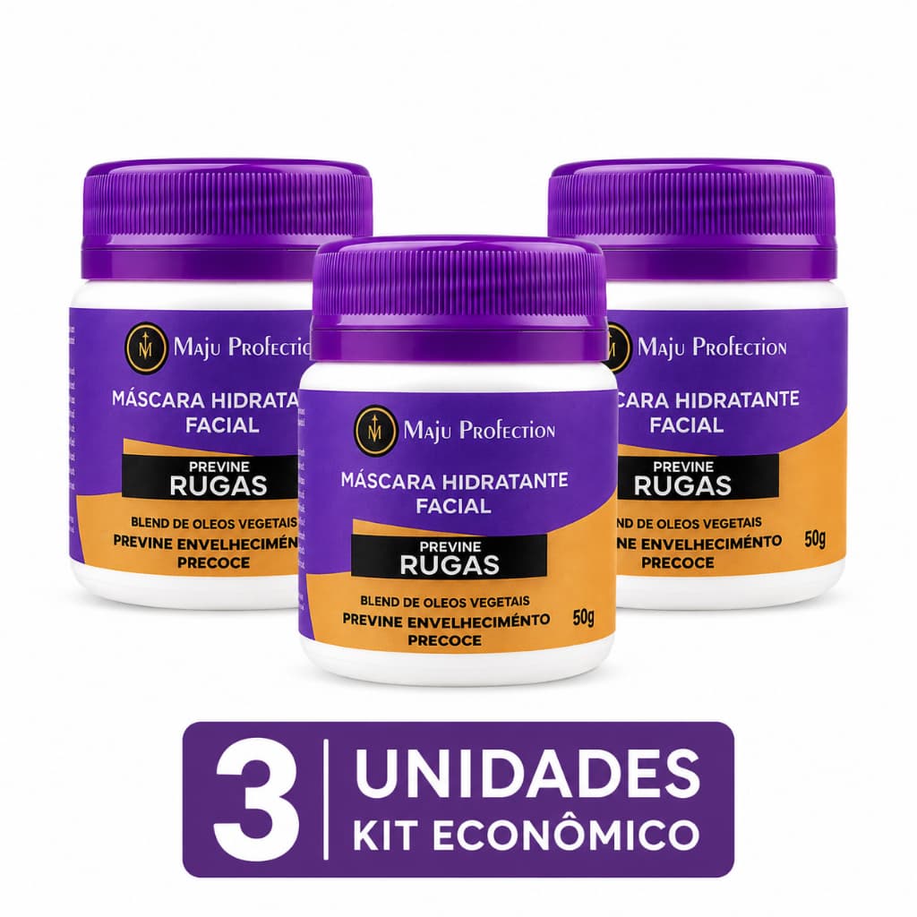 Creme Facial Anti Rugas Máscara Hidratante Previne Envelhecimento Linhas de Expressão 3 unid