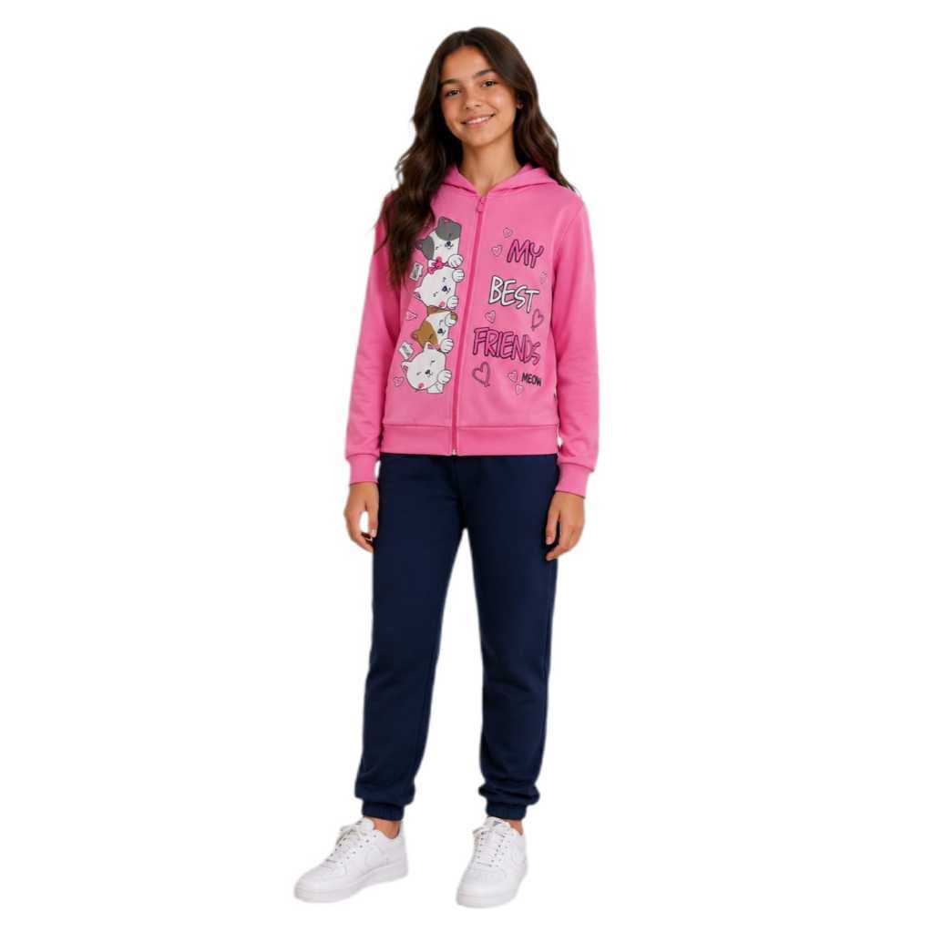 Kit 2 peças de Moletom Juvenil Menina 1 Jaqueta + 1 Calça de moletom  10/12/14