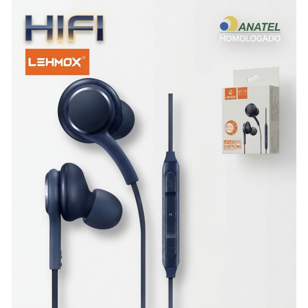 Fone de Ouvido Lehmox LEF-1215 Com Microfone P2 P3 Controle de Volume Para Celular PC Notebook Gamer