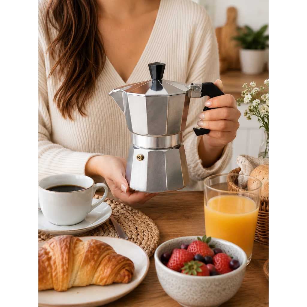 Cafeteira Italiana Inox 3 Xícaras Café Tipo Expresso Moka Resistente Premium