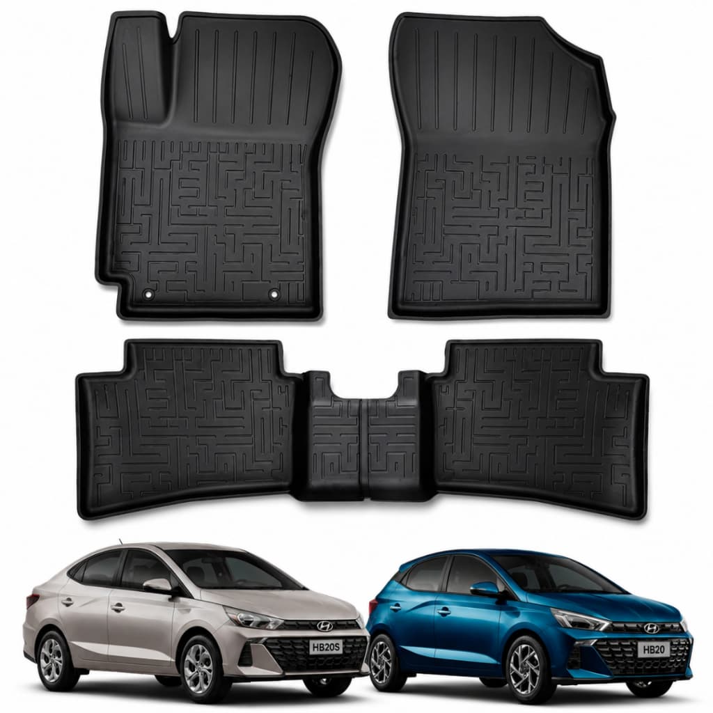 Tapete Automotivo Bandeja Tpe Flexível Hb20 Hb20s 4 Peças 2020 Em Diante