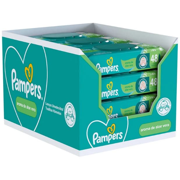 Kit Lenços Umedecidos Pampers Aroma de Aloe Vera 576 Unidades