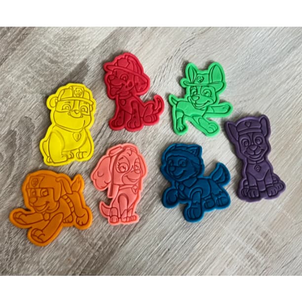Kit 7 Moldes Cachorrinhos Aventureiros | Cortador para Biscoitos, Massinha de Modelar e Areia Mágica