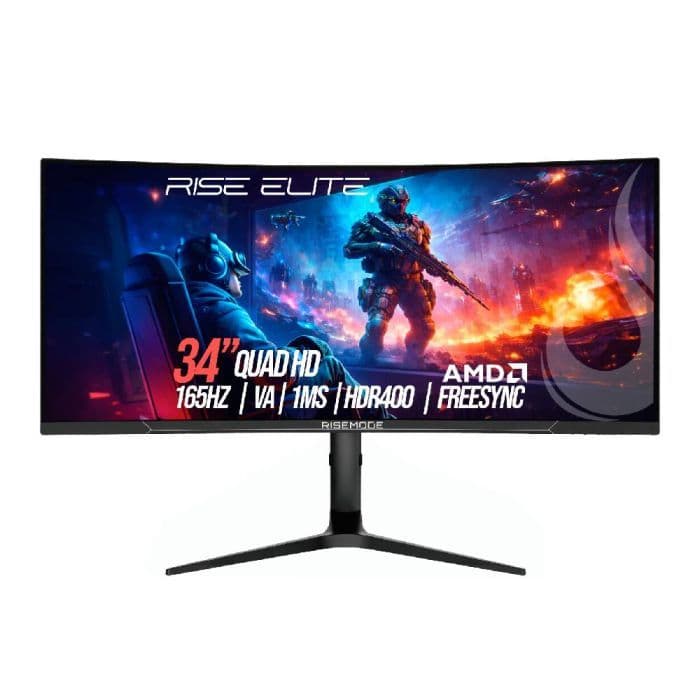 Monitor Gamer Curvo Rise Mode Elite 34" QHD 2K 165hz VA 1ms HDMI DisplayPort - RM-MOG-34C1652K-B