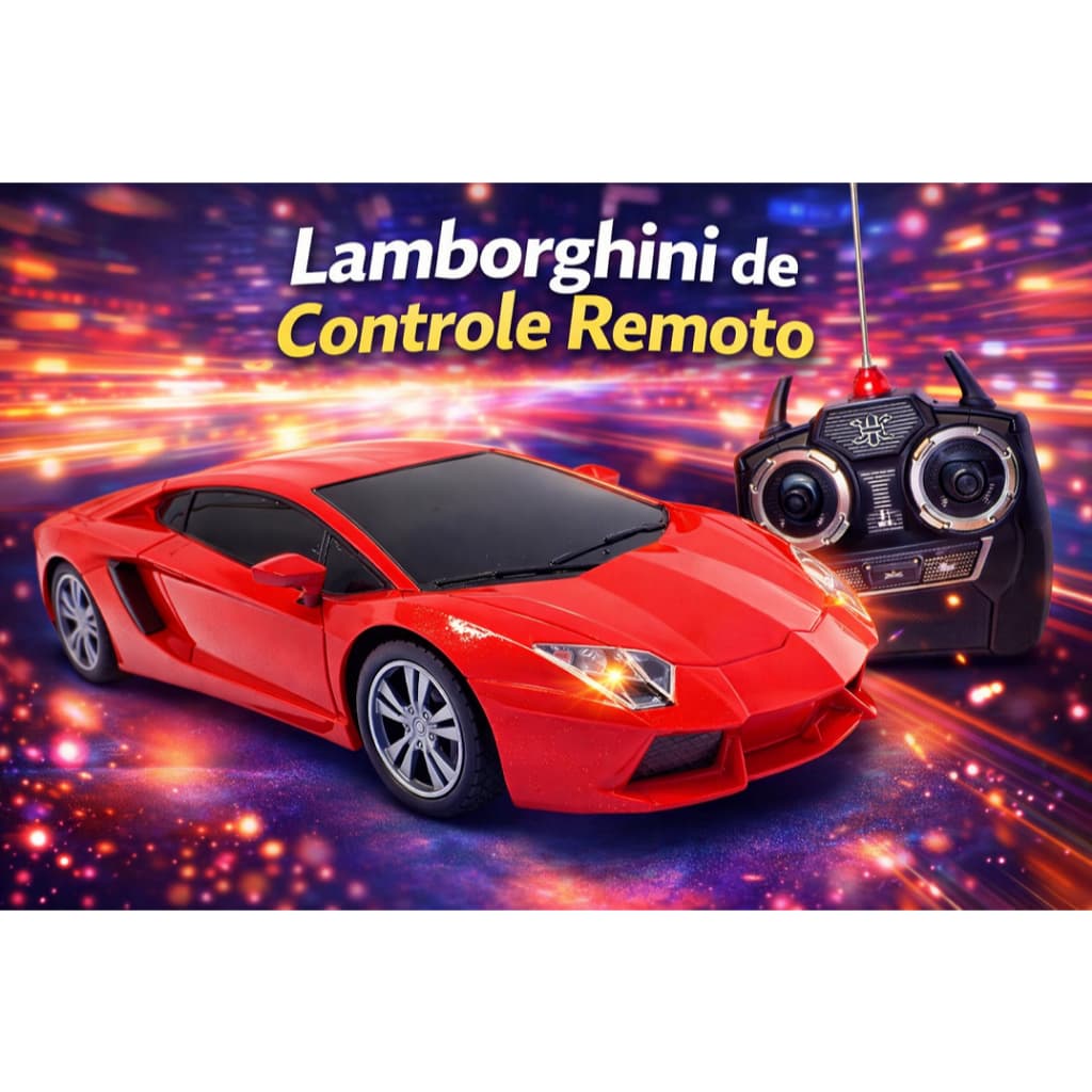 Carrinho Controle Remoto Lamborghini Vermelha Importado Brinquedo Menino Alta Velocidade 27MHz Com Controle