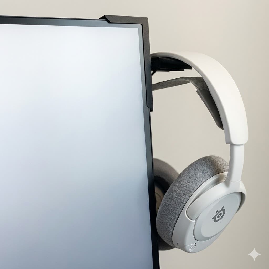 Suporte de Monitor Quina para Headset Fone de Ouvido Gamer Organizador Setup Canto Adesivo Luxo