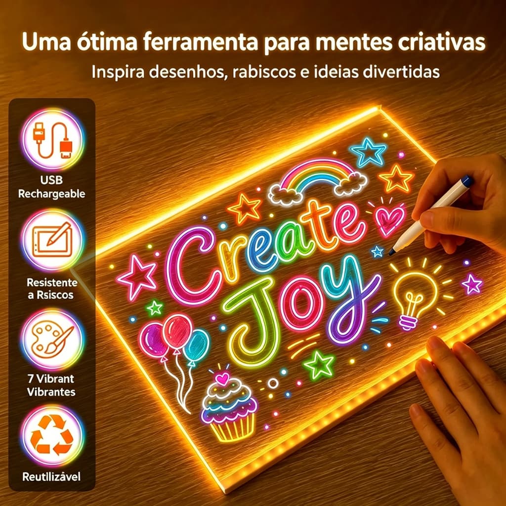 Brinquedos De Menino Menina Luminária Led Escrever Abajur 3D 30x20 Quadro De Notas Tela Pra Escrever Decoração Acrílico