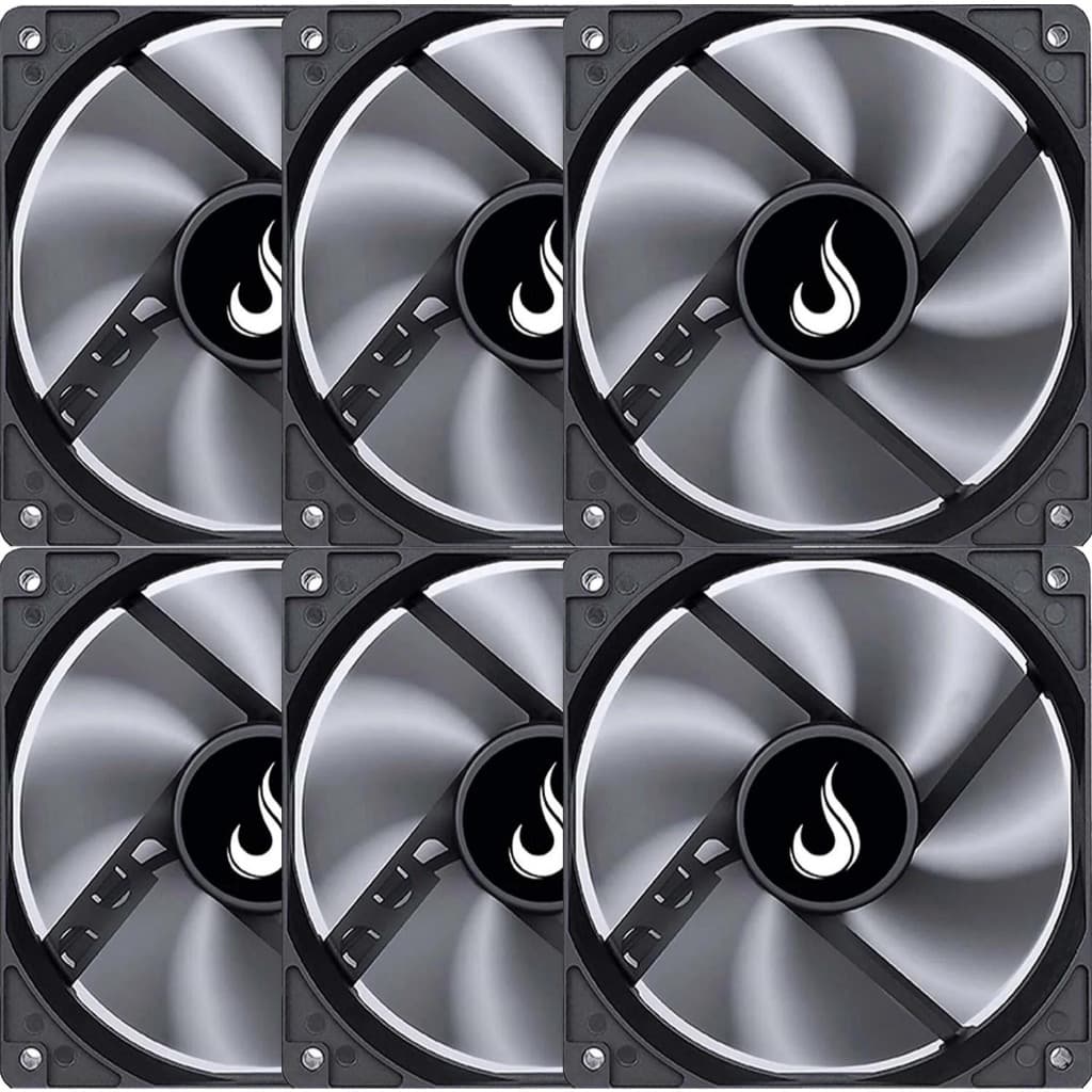 Kit 6 Cooler Fan 12cm 120mm Gabinete Gamer Pc S/ Led Rise Mode