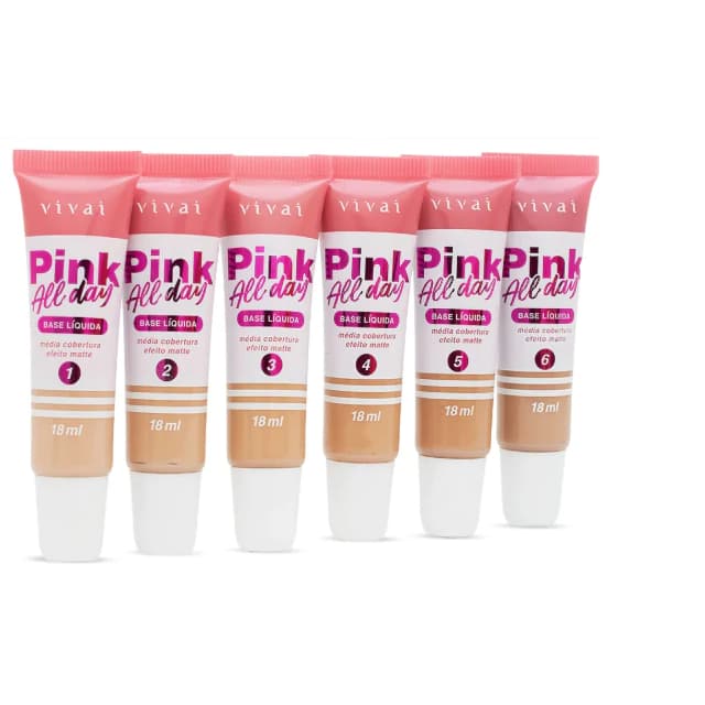 Base Liquida Pink All Day Vivai Média Corbetura Efeito Matte 18ml