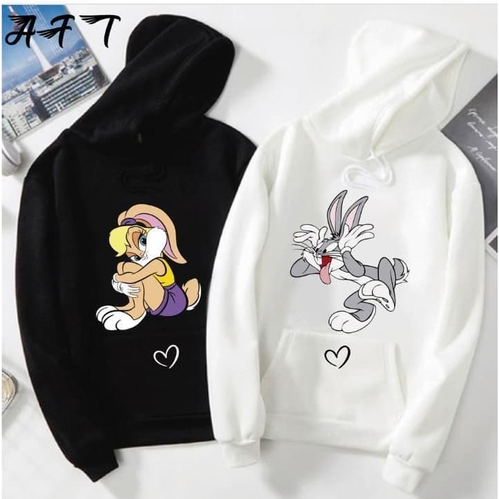 Moletom Casal Lola Bunny Pernalonga Looney Tunes Namorados Conjunto Casal Presente Romance Oversized Streetwear Y2K Hood