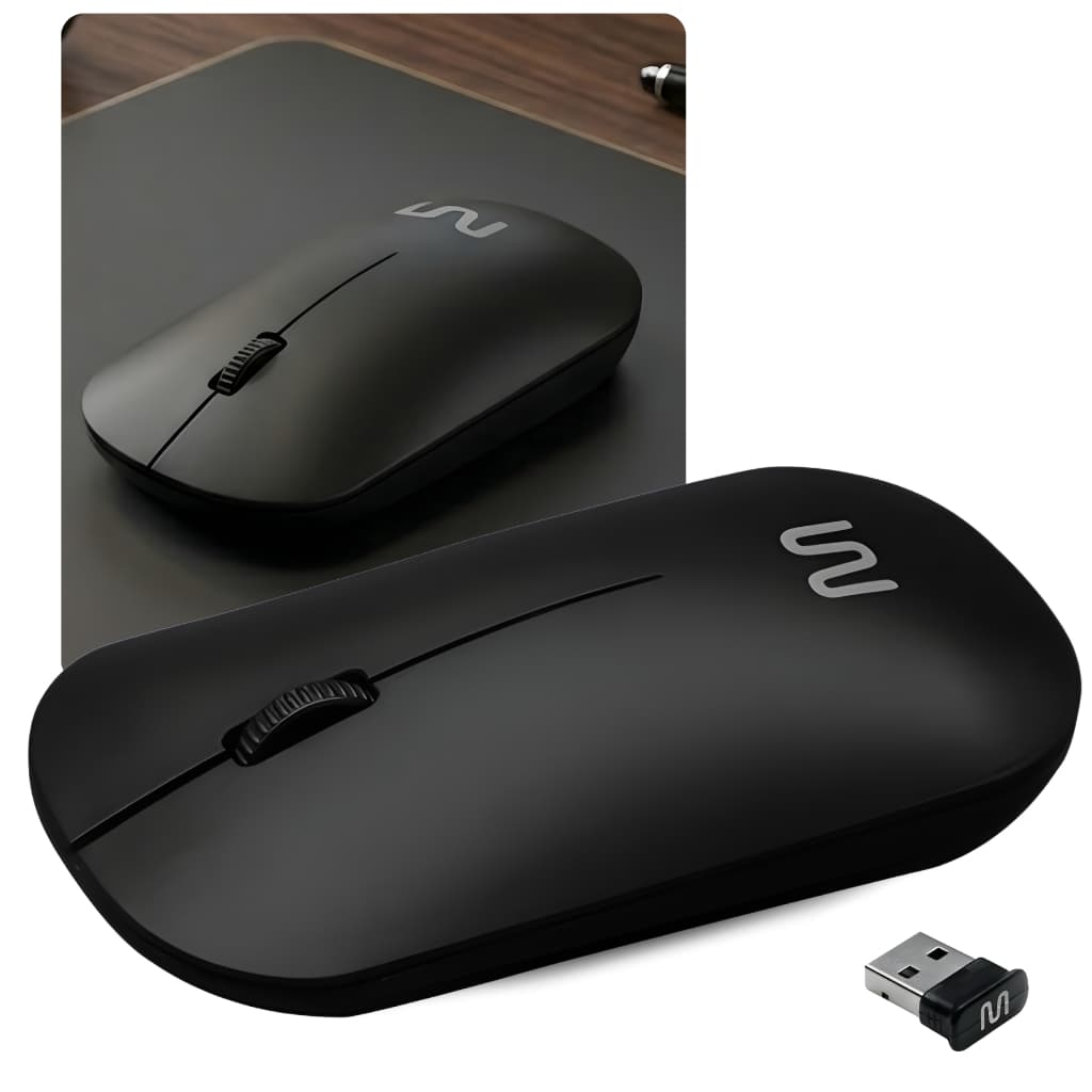 Mouse Sem Fio Wireless 2.4Ghz Multi MS100 Ideal Para Escritório 1200 DPI Preto