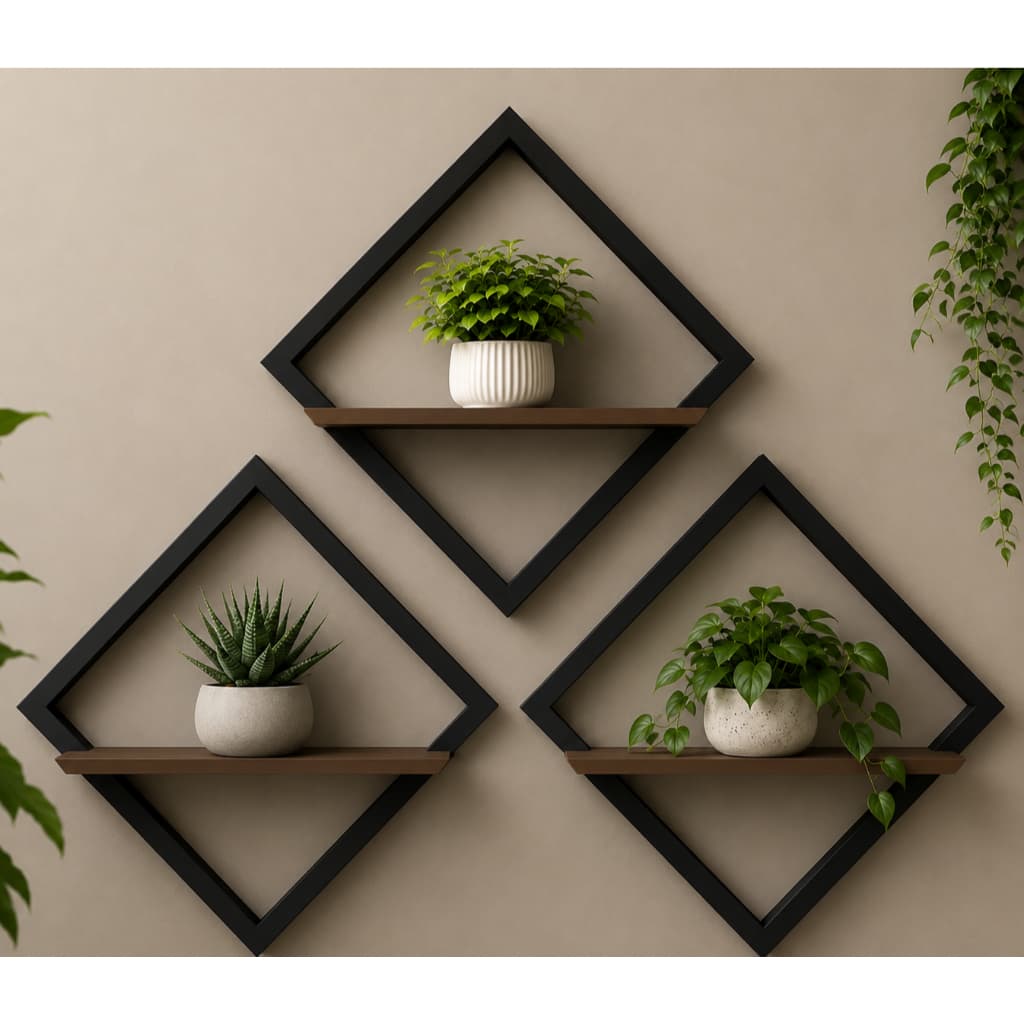 Prateleira de Parede para Vasos Decorativos | Suporte Geométrico Moderno