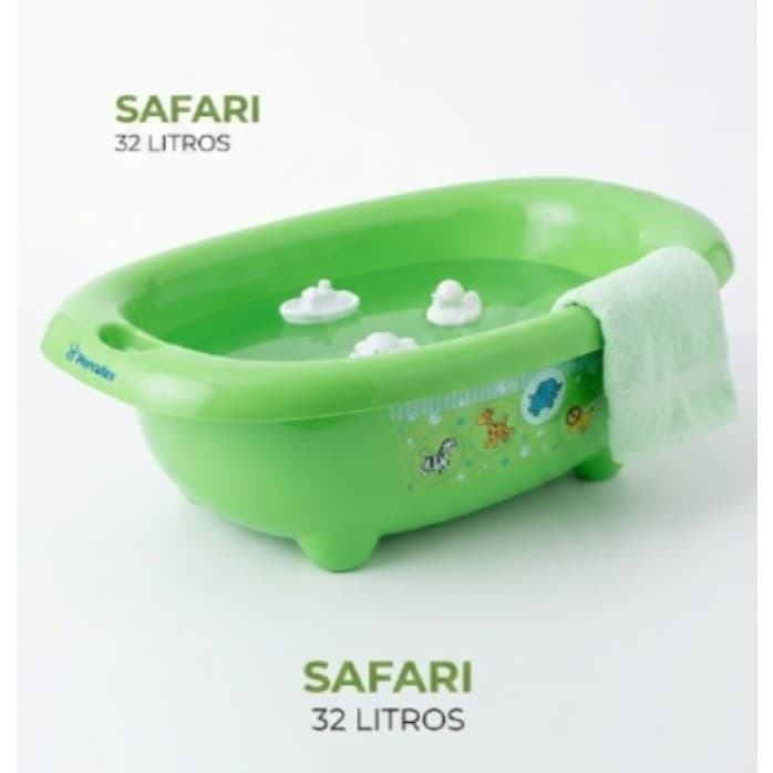 Banheira Infantil Hercules Safari 32 Litros BPA Free Ergonômica Plástico Resistente para Bebê