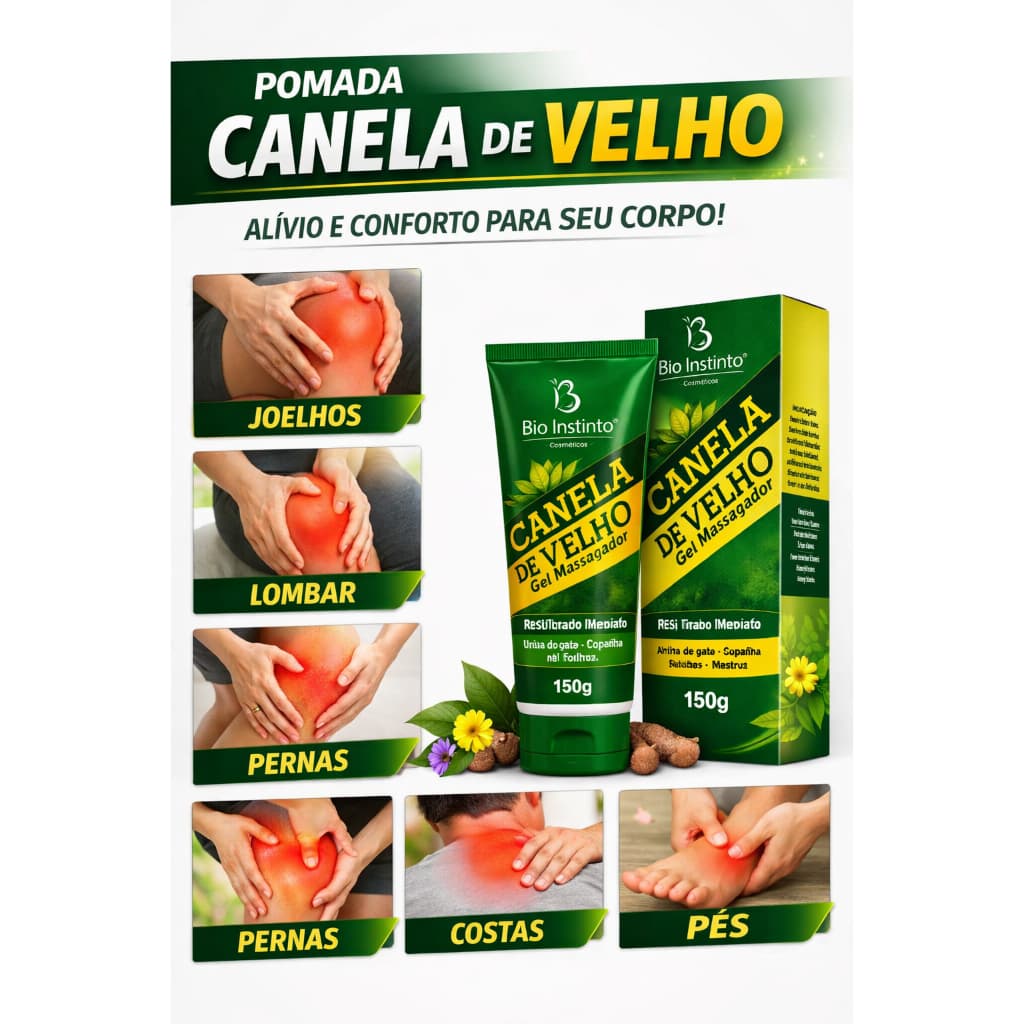 Pomada Canela de Velho 150g Bio Instinto | Massageadora Corporal | Alívio Muscular e Articular | Uso Diário