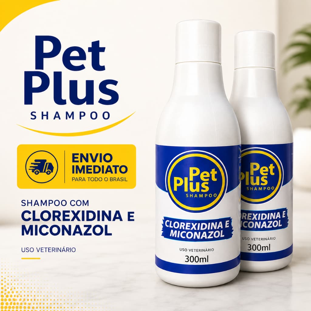 Shampoo Antifúngico Com Miconazol e Clorexidina 300ml Para Cães Gatos