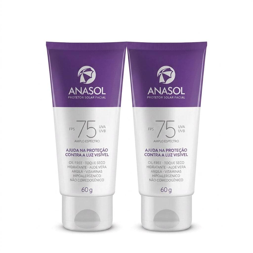 Kit 2 Protetor Solar FPS75 Anasol Corporal Facial Oil Toque Seco 60g