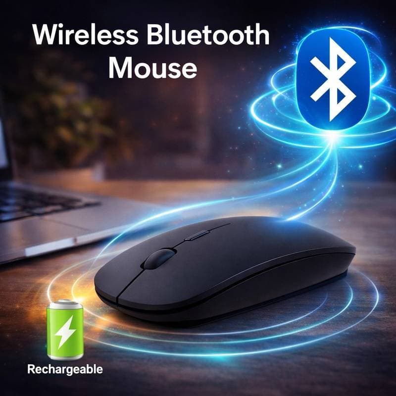 Mouse Sem Fio Bluetooth + Wireless 2.4GHz Recarregável Slim Silencioso Dual Mode