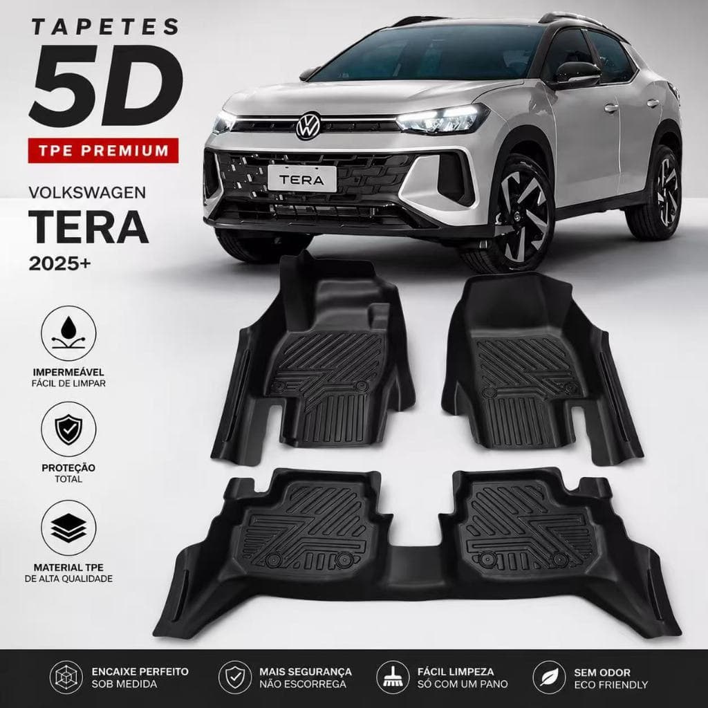 Tapete  Bandeja Automotivo TPE 5D Sob Medida VW TERA 2025-2026 – Resistente, Lavável e Antiderrapante