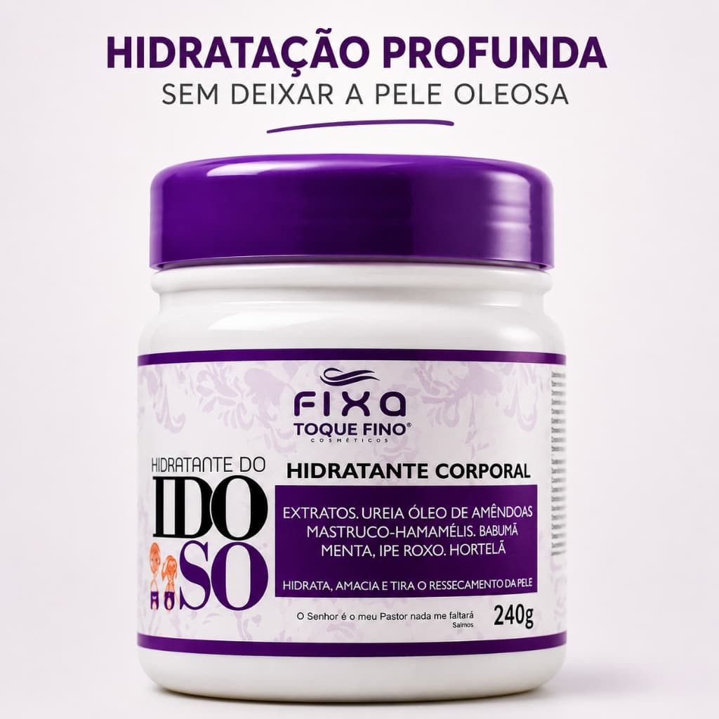Creme Hidratante Corporal do Idoso 240g Para Pele Seca Madura Ressecada Absorção Rápida Hidrata Profundamente