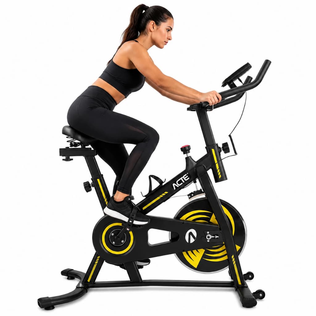 Bicicleta Spinning 4.0 ACTE E32 Ergométrica Silenciosa C/ Suporte de Garrafa até 120kg p/ Treinos Residencial