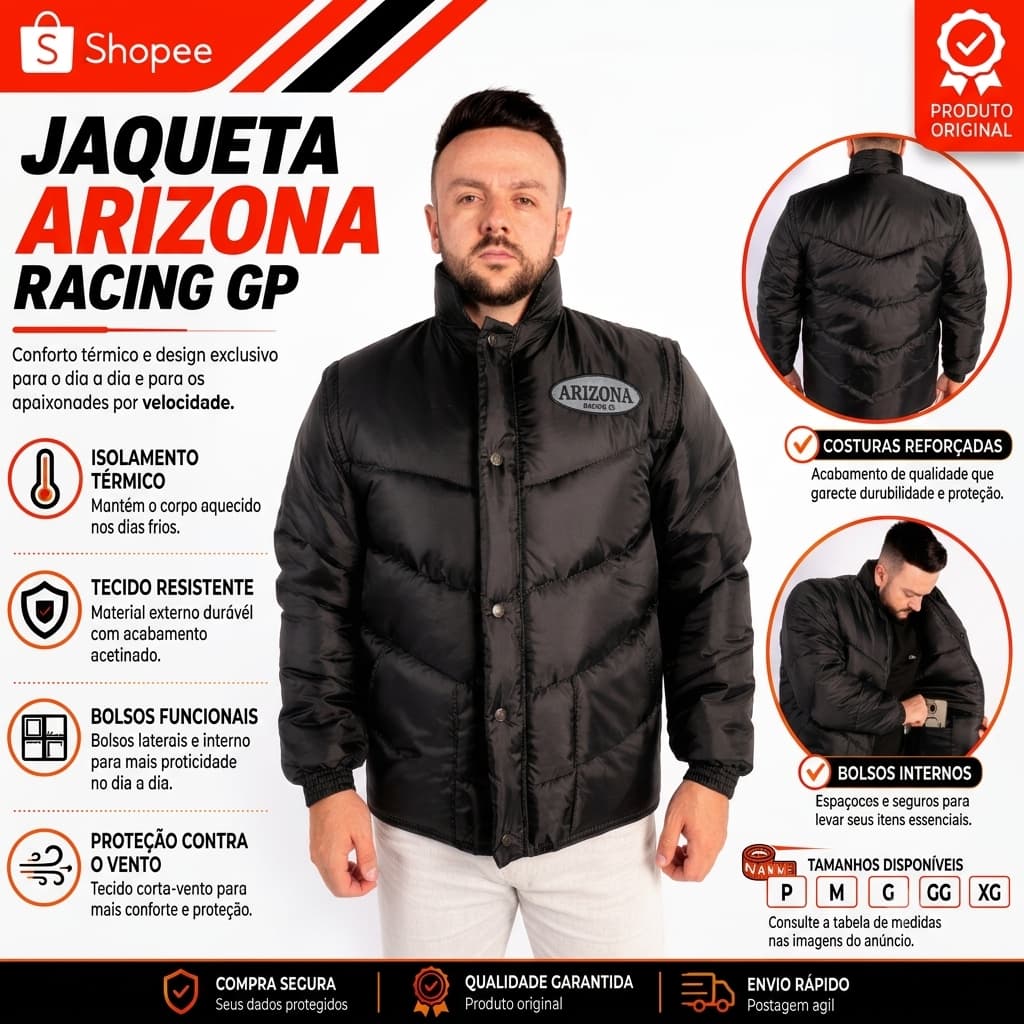 Jaqueta Arizona Racing GP Basica - Moto Motoqueiro Motoboy