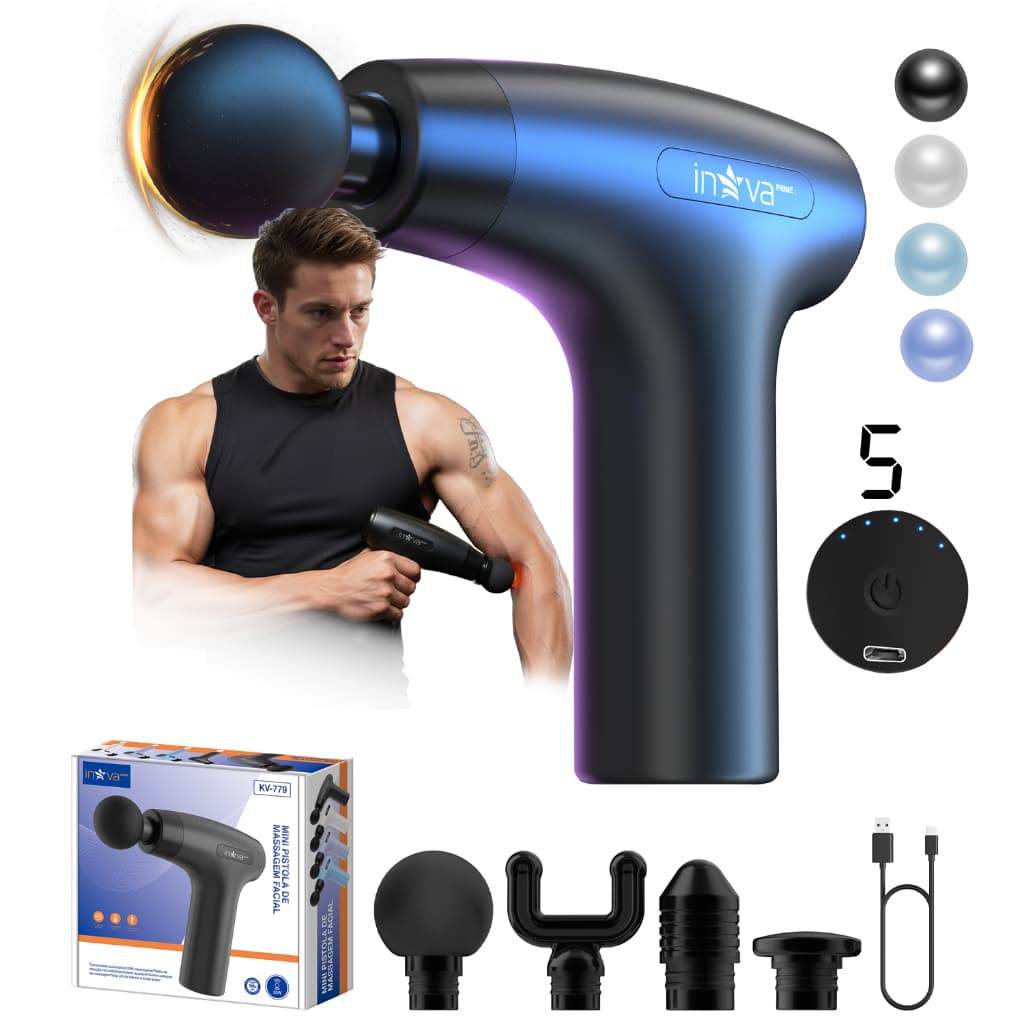 INOVA Massageador Muscular Elétrico Profissional Alta Frequência para Massagem Corporal Alívio de Dor Muscular