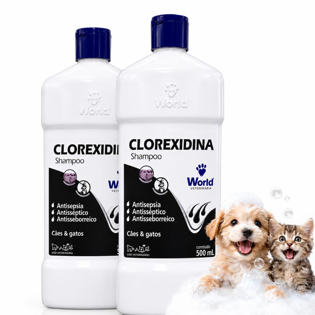 Shampoo Gato Cachorro Kit 2un Com Clorexidina Para Dermatite Alivio Coceira  Pele Sensível Antiqueda