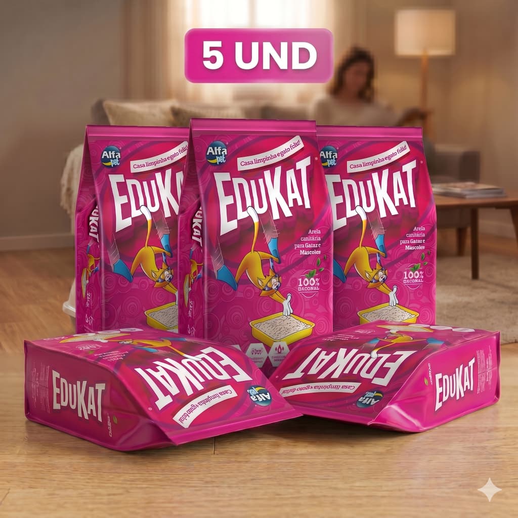 Kit Areia Sanitária Higiênica para Gatos Fardo Fechado EduKat Argila Alta Absorção