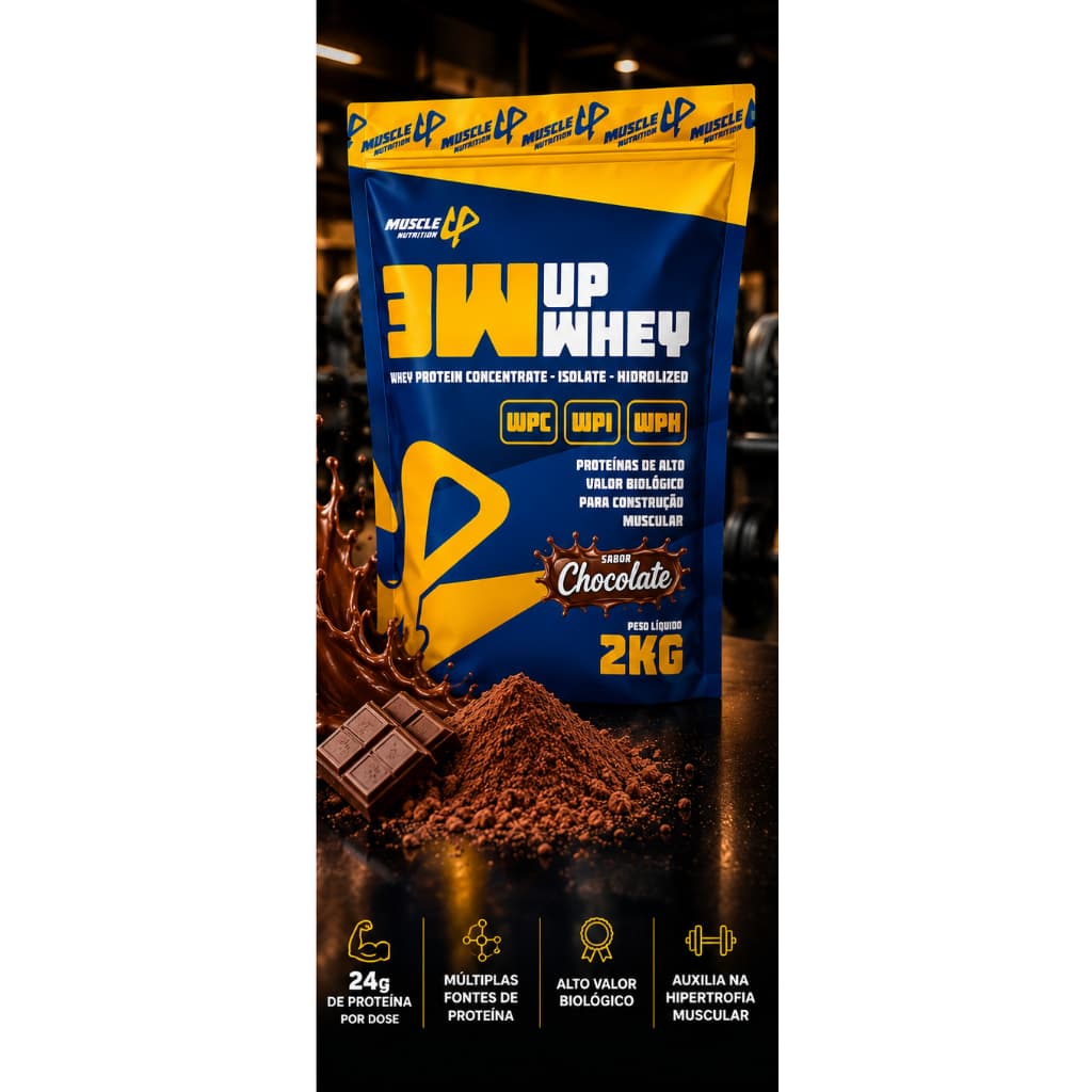 Whey Protein 3W Up Isolado Hidrolisado Concentrado 2kg - Chocolate