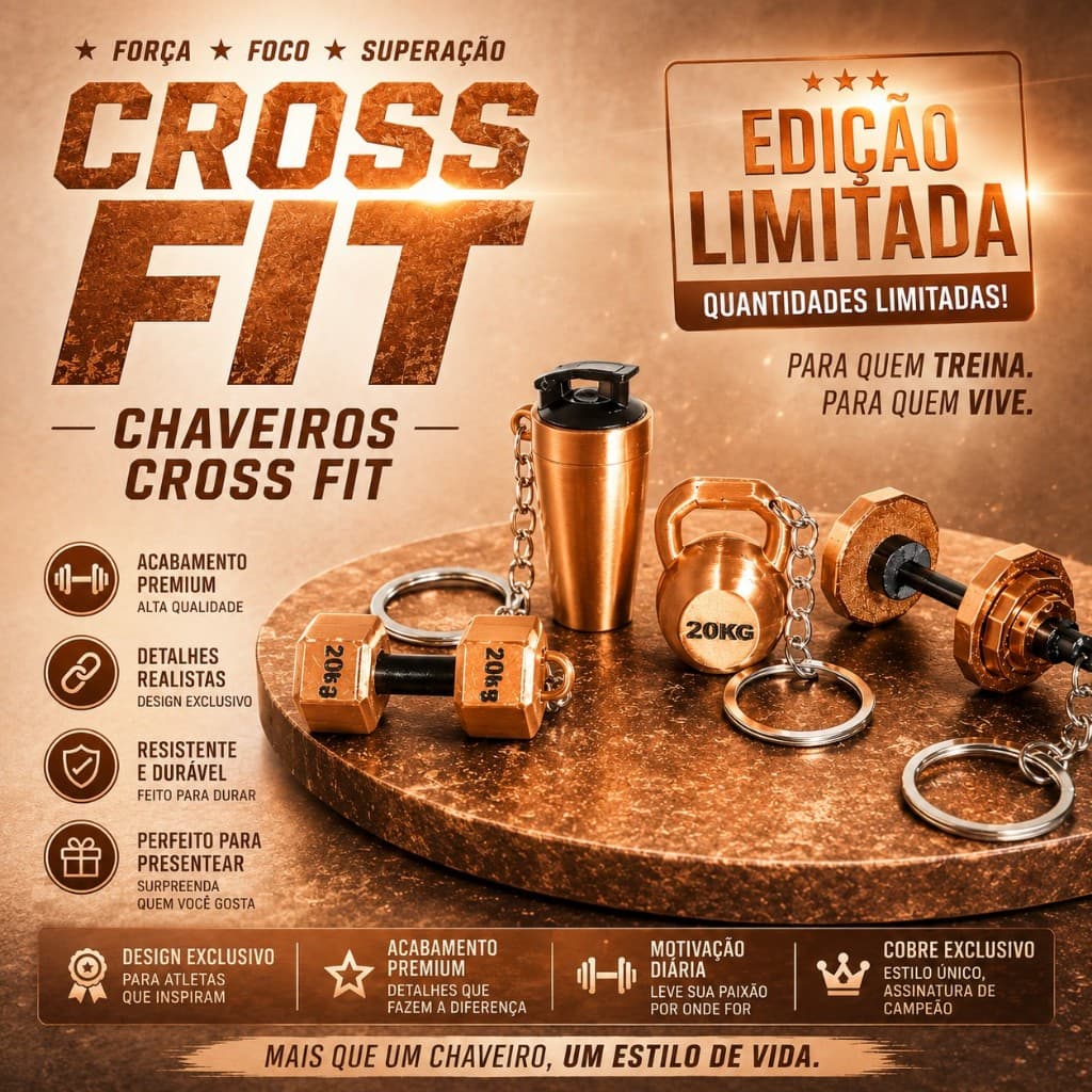 Kit 4 Chaveiros Academia / CrossFit  Halter, Kettlebell, Anilha e Shakeira
