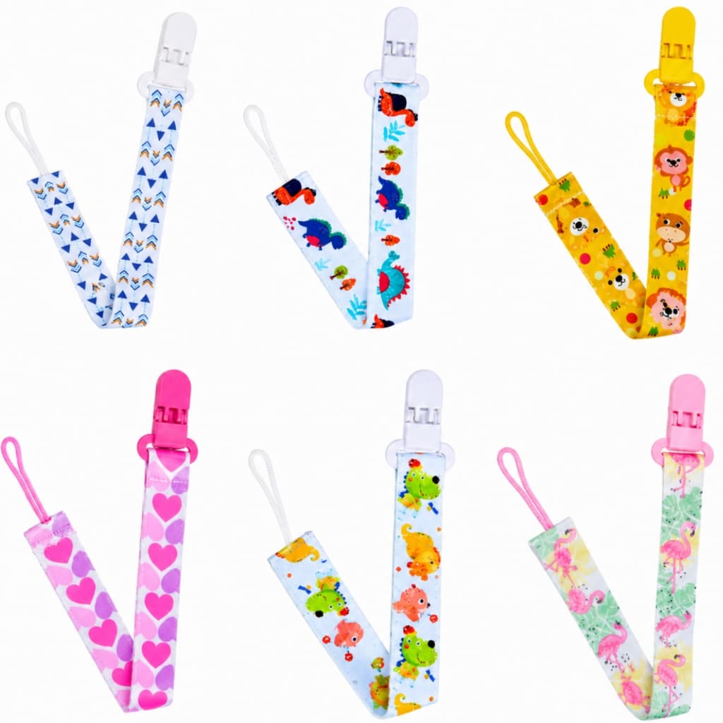 Prendedor De Chupeta Para Bebê Com Clip e Cordão Anti Queda Estampas Divertidas Bichinho - Castela