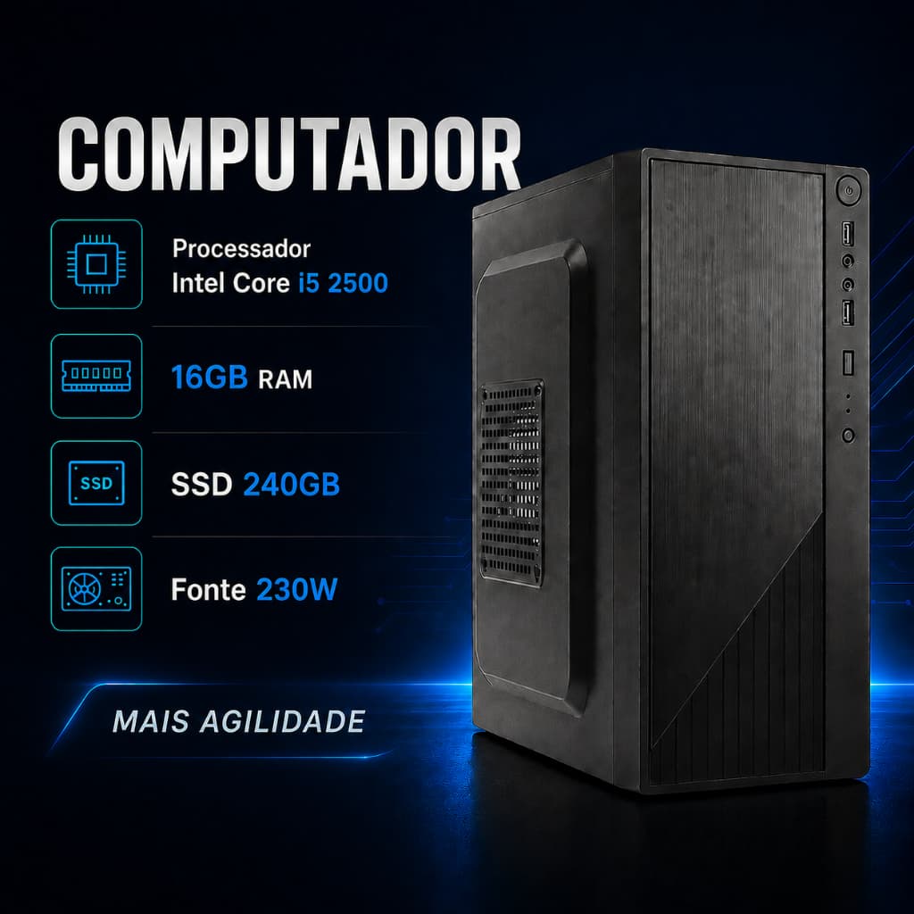 Computador CPU Intel Core i5 16GB RAM SSD 240GB Windows 10