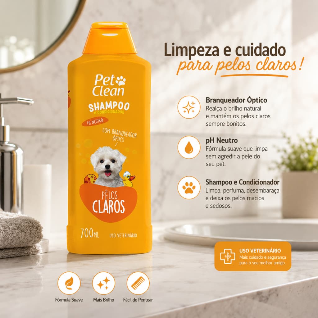 Shampoo para Cães e GAtos Clareador 700ml Pet Clean