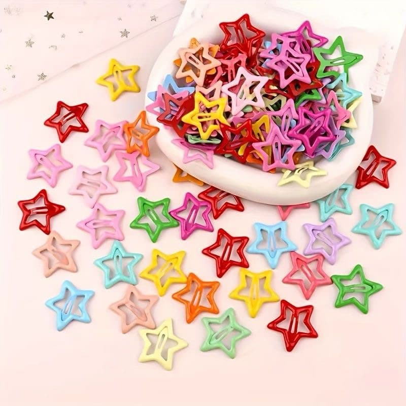 Kit50 Peças Grampos De Cabelo Estrela Dopamina Cor Doce Para Mulheres，ModaPresilhas Laterais