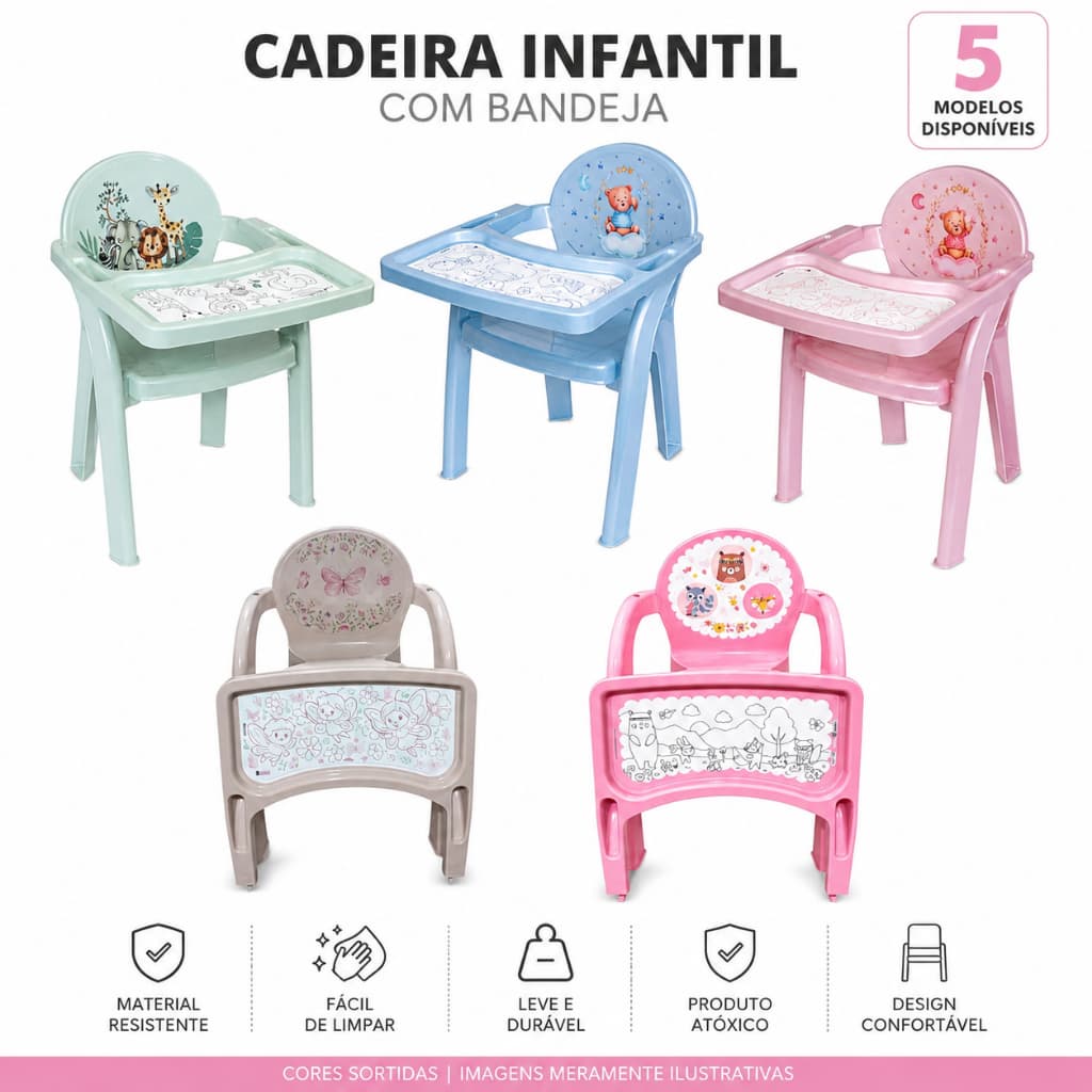 Poltrona de Alimentação infantil com bandeja de urso Plasutil Excelente para Refeição