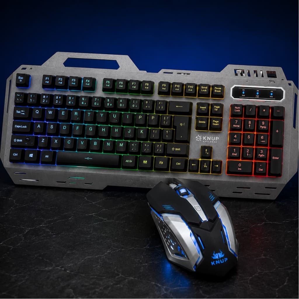 Kit Gamer Teclado RGB ABNT2 + Mouse Gamer USB 2400 DPI 6 Botões LED Para PC Notebook Windows