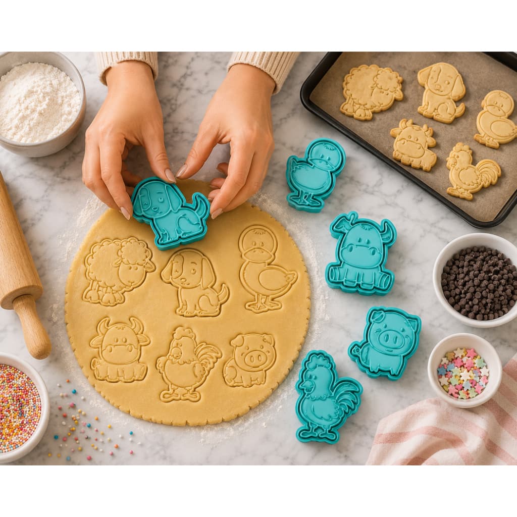 Kit com 6 Cortadores Fazendinha | Biscoitos | Cookies | Pasta Americana | Massinha de Modelar