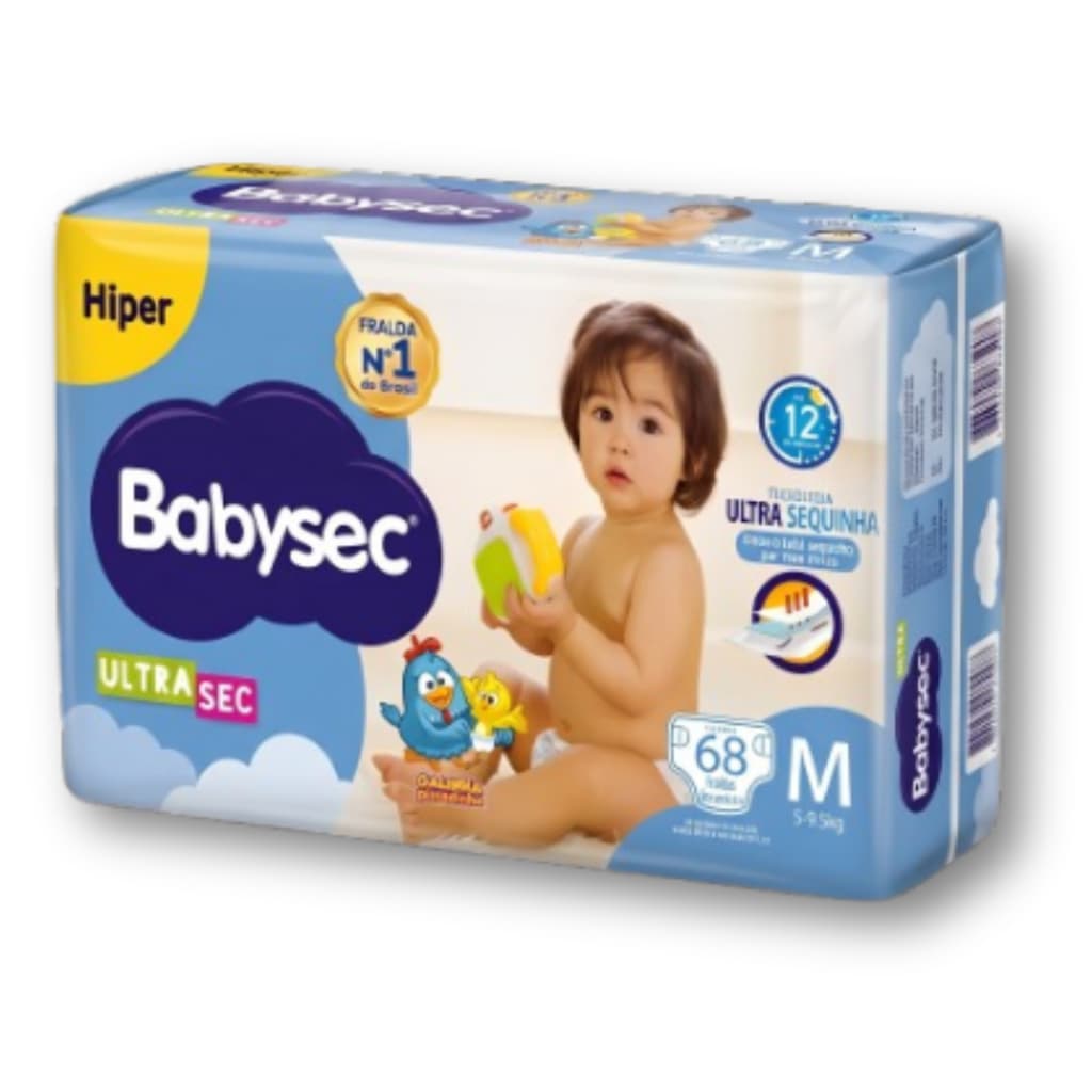 Fralda Descartavel Babysec Hiper - Promoção Galinha Pintadinha - Tam M - 68 Unidades