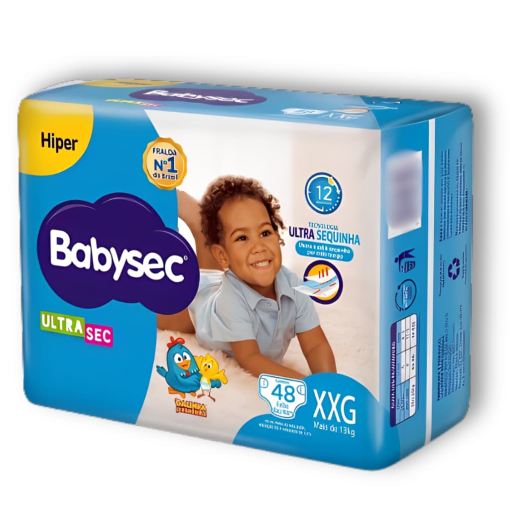 Fraldas Descartaveis Babysec Hiper - Promoção Galinha Pintadinha - Tam XXG - 48 Unidades
