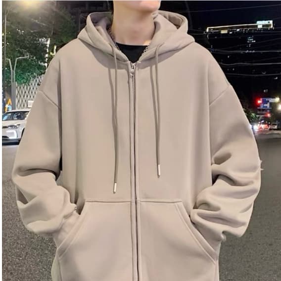 Moletom Blusa Aberto Com Ziper e Capuz  de Frio INVERNO LISO CASACO
