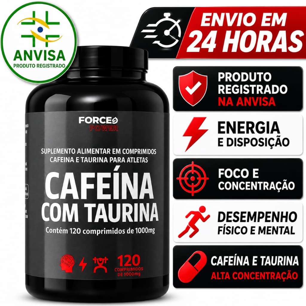 Cafeína Termogênico com Taurina Pré Treino 120 Comprimidos - ( POTE PARA 02 MESES DE USO )