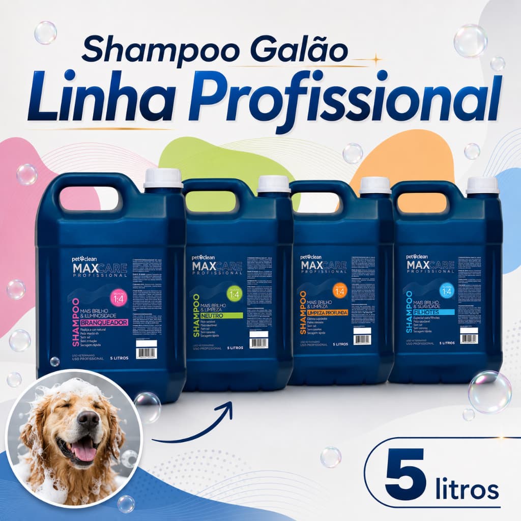 Shampoo Profissional Para Cachorro Shampoo Banho Tosa Linha Profissional Pet Clean Max 5 Litros
