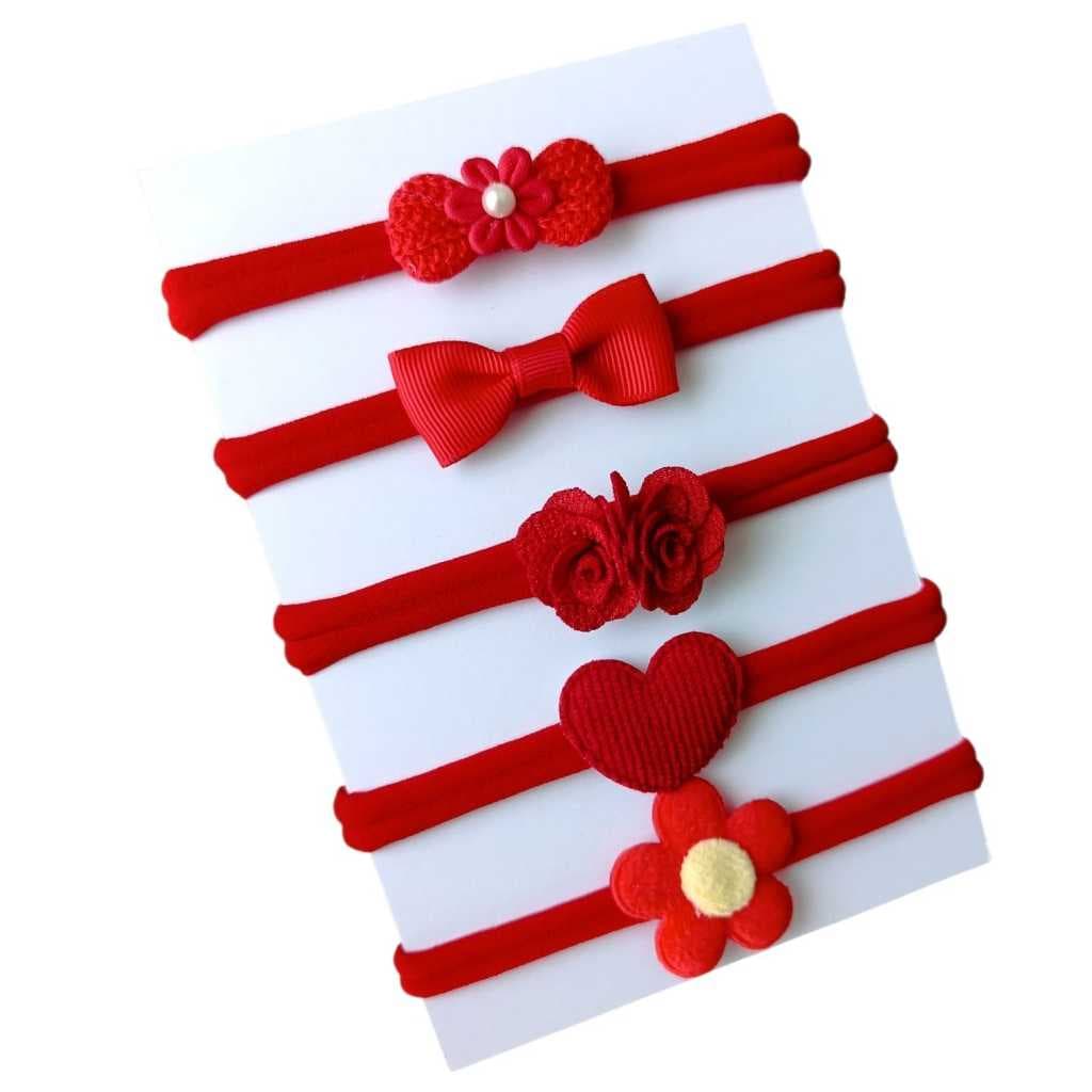 Kit 5 Faixinhas de Cabelo para Bebê Menina Tiara Meia de Seda Infantil Faixinha para Bebê Menina Enxoval